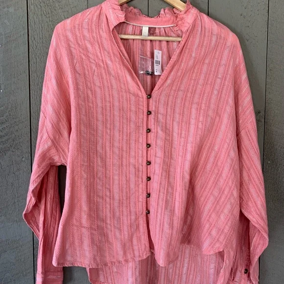 Pilcro Pink Long Sleeve Button Down Blouse - Picture 7 of 11